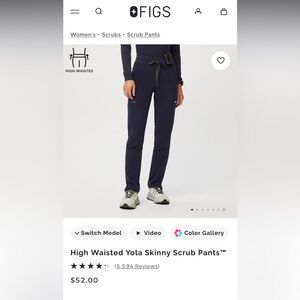 Figs High-Waisted Yola Scrub Pants in Navy